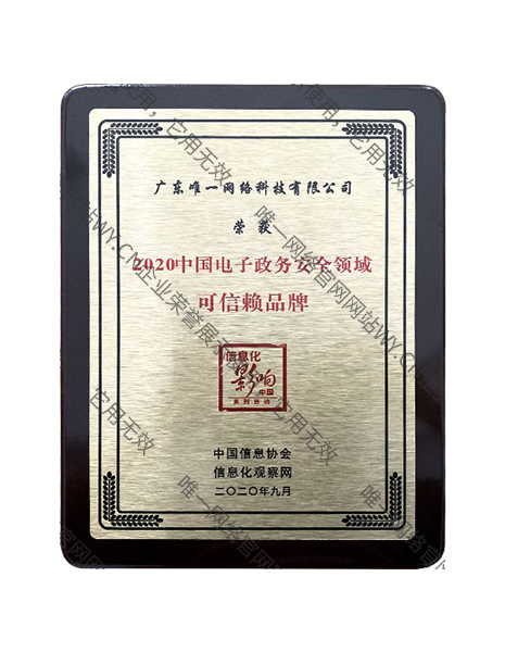 2020中國電子政務安全領域可信賴品牌