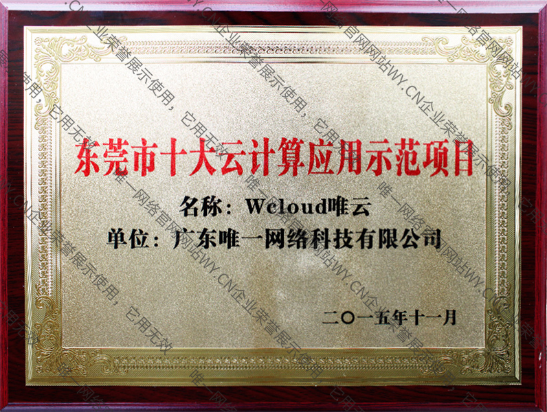 東莞市十大云計算應用示范項目