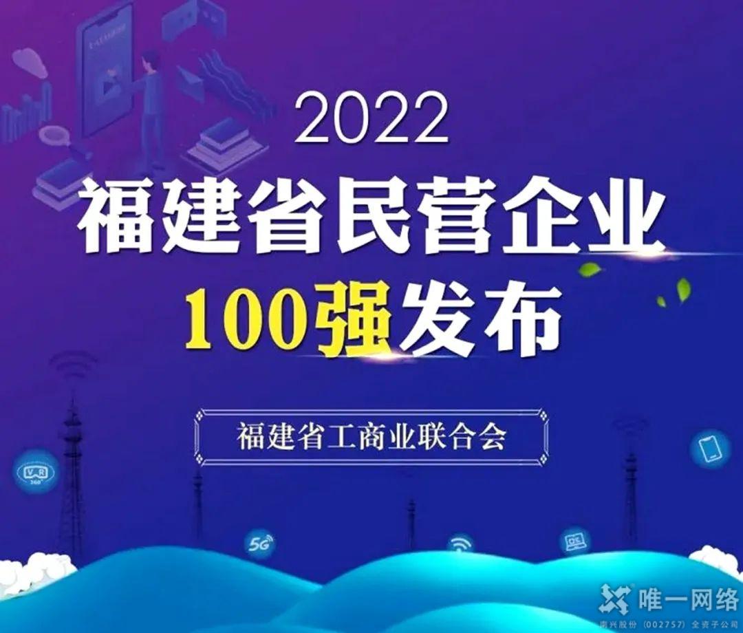 唯一網絡廈門公司入選2022福建省創新型民營企業百強榜單